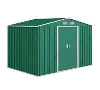 Chilli Seating Chilli 9 X 6Ft Metal Garden Shed, Outdoor Storage To With Ventilation Slots, Foundation Kit And Lockable Double Doors, Green
