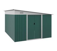 Chilli Seating Chilli Garden Metal Storage Shed Outdoor Metal Tool House With Double Sliding Doors And 2 Air Vents, 11.3X9.2Ft, Green