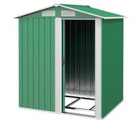Chilli Seating Chilli Garden Metal Tool Storage Shed With Sliding Door, Sloped Roof And Floor Foundation, 152 X 132 X 188Cm, Green