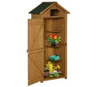 Chilli Seating Chilli Garden Shed Vertical 3 Shelves Shed Wood Outdoor Garden Tool Storage Unit Storage Cabinet, 77 X 54.2 X 179Cm - Brown