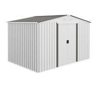 Chilli Seating Chilli Garden Storage Shed, Metal Outdoor Storage Shed House With Foundation Kit, Ventilation, Doors, 9 X 6Ft, Silver