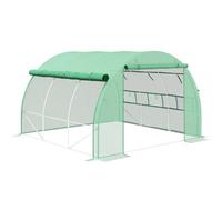 Chilli Seating Chilli Polytunnel Greenhouse Walk-In Grow House Tent With Roll-Up Sidewalls, Zipped Door And 6 Windows, 3X3X2M Green
