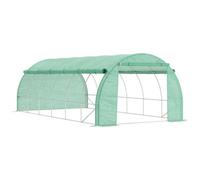 Chilli Seating Chilli Polytunnel Greenhouse Walk-In Grow House Tent With Roll-Up Sidewalls, Zipped Door And 12 Windows, 6X3X2M Green
