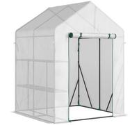 Chilli Seating Chilli Walk In Greenhouse With 2 Tier Shelf, Portable Gardening Plant Grow House With Roll Up Zip Panel Door, Reinforced Pe Cover