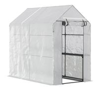 Chilli Seating Chilli Walk In Greenhouse With 2-Tier Shelves, Roll Up Zip Panel Door, Garden Polytunnel Steeple Grow House For Outdoor