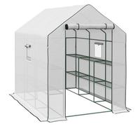 Chilli Seating Chilli Walk-In Greenhouse With 3 Tier 12 Shelves, Small Greenhouse With Reinforced Pe Cover, Garden Plant Growhouse