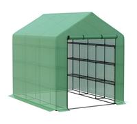 Chilli Seating Chilli Walk-In Greenhouse With 4 Tier 24 Shelves, Portable Grow House With Roll-Up Zipped Door, 244 X 180 X 210Cm, Green