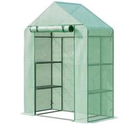 Chilli Seating Chilli Walk In Greenhouse With Shelves, Portable Gardening Plant Grow House For Outdoor With 2 Tier Shelf, Roll-Up Zippered Door