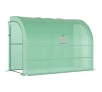 Chilli Seating Chilli Walk-In Lean To Greenhouse With Windows And Zippered Doors, 2 Tiers 6 Wired Shelves 300L X 150W X 213Hcm Green