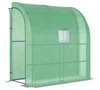 Chilli Seating Chilli Walk-In Lean To Wall Greenhouse With Windows And Doors, Outdoor Green House With 3 Tiers 4 Wired Shelves