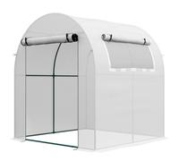 Chilli Seating Chilli Walk In Polytunnel Greenhouse, Green House For Garden With Roll-Up Window And Door, 1.8 X 1.8 X 2 M, White