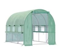 Chilli Seating Chilli Walk-In Polytunnel Greenhouse Green House With Roll-Up Sidewalls, Uv-Resistant Pe Cover, 3 X 2 X 2M, Green