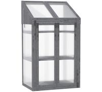 Chilli Seating Chilli Wooden Cold Frame Polycarbonate Greenhouse With Openable Top Cover And Double Door, Grow House For Flower