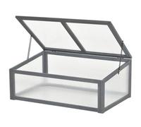 Chilli Seating Chilli Wooden Cold Frame, Small Polycarbonate Greenhouse For Plants With Openable & Tilted Top Cover, Grey, 100 X 65 X 40Cm