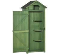 Chilli Seating Chilli Wooden Garden Shed, Utility Outdoor Small Shed With Lockable Double Doors, Shelves And Roof Hatch, Dark Green