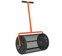 Chilli Seating Compost Spreader, 24" Peat Moss Spreader With Height Adjustable T Shaped Handle And Metal Mesh Basket, Orange