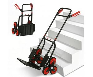 Chilli Seating Durhand Stair Climbing Hand Truck, Heavy Duty Foldable Trolley On Wheels, Multi-Purpose Sack, Steel Moving Trolley, 120Kg, Red