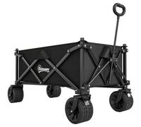 Chilli Seating Folding Garden Trolley, Outdoor Wagon Cart With Carry Bag, For Beach, Camping, Festival, 120Kg Capacity, Black