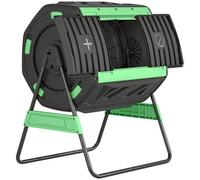 Chilli Seating Garden Compost Bin, 200L Dual Chamber Tumbling Composter With Adjustable Vents, Bpa Free Compost Tumbler, Green