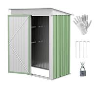 Chilli Seating Metal Garden Shed, Outdoor Lean-To Shed For Tools, With Adjustable Shelf, Lock, Gloves, 5'x3'x6', Green