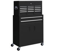 Chilli Seating Portable Tool Box, Metal Tool Chest On Wheels With 6 Drawers For Garage And Workshop, Black