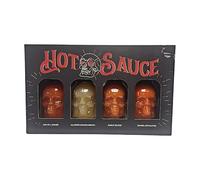 Chilli Skulls Hot Sauce Set 3 Pack Spicy Sauce Collection Gourmet Gift Box with Assorted Hot Sauce Challenges Test Your Spice Tolerance (One Size, Hot Sauce (4 Skulls Bottle))