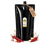 Chilli with Garlic, 1000 ml - Medium Hot Sauce with Spanish Extra Virgin Olive Oil - No Additives Spice for Pizza, Chicken, Pasta & More by The Chilli Oil Company, Pack of 1
