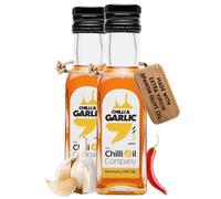 Chilli with Garlic, 125ml - Medium Hot Sauce with Spanish Extra Virgin Olive Oil - No Additives Spice for Pizza, Chicken, Pasta & More by The Chilli Oil Company, 2-Pack