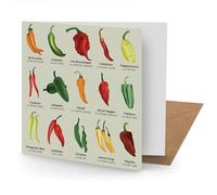 Chillies Greetings Card Suitable for Birthdays, Thank You, Any Occasion, 15 x 15 cms, Multi-Coloured