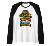 Chillin Before Extinction Funny Dino Beach Meme Raglan Baseball Tee