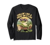 Chillin' Like A Frog On A Log Fun Retro Style Long Sleeve T-Shirt