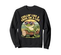 Chillin' Like A Frog On A Log Fun Retro Style Sweatshirt