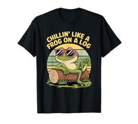 Chillin' Like A Frog On A Log Fun Retro Style T-Shirt
