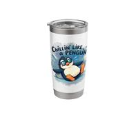 Chillin Like A Penguin Funny Cartoon Relaxed Humor Stainless Steel Insulated Tumbler