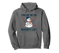 Chillin On The Naughty Funny Snowman Christmas Spirit Pullover Hoodie