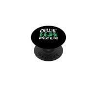 Chillin' With My Aliens Funny Halloween Spaceship Ufo Lover PopSockets Adhesive PopGrip