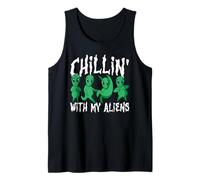 Chillin' with My Aliens Funny Halloween Spaceship UFO Lover Tank Top