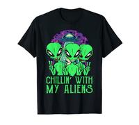 Chillin With My Aliens Group Toddler Boys Kids Halloween T-Shirt