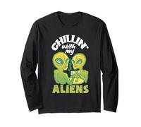 Chillin with My Aliens Halloween Funny Long Sleeve T-Shirt
