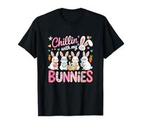 Chillin' with My Bunnies Three Easter Bunnies Hunting Eggs T-Shirt