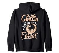 Chillin With My Ferret Lover Cute Pet Ferret Zip Hoodie
