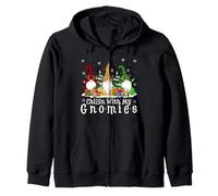 Chillin With My Gnomies Funny Christmas Gnome Family Xmas Zip Hoodie