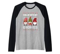 Chillin' with My Gnomies Funny Christmas Gnome Lovers Raglan Baseball Tee