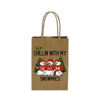 Chillin With My Snowmies Festive Funny/Novelty Strong Brown Paper Printed Gift Bag, Humourous Gift Wrap/Bags
