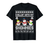 Chillin with My Snowmies Ugly Xmas Sweater Snowman Christmas T-Shirt