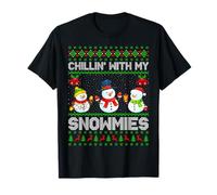 Chillin with My Snowmies Ugly Xmas Sweater Snowman Christmas T-Shirt