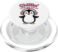 Chillin With My Tunes Cute Music Kawaii Penguin Headphones PopSockets PopGrip for MagSafe