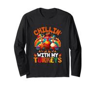Chillin' with My Turkeys Three Colorful Turkeys Thanksgiving Long Sleeve T-Shirt