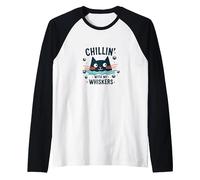 Chillin' with My Whiskers: Cute Cat Dice Game Raglan Baseball Tee, Men, Black/White, XL
