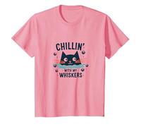 Chillin' with My Whiskers: Cute Cat Dice Game T-Shirt, Kids, Pink, 4 Years